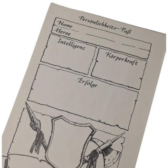Hero Quest 4271 D Character Sheet Pad German Deutsch Edition RPG Notepad - Picture 4 of 6